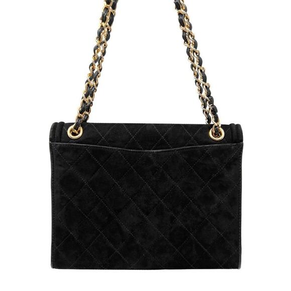 Chanel Vintage Black Quilted Suede Flap Shoulder Bag with Chain Strap – 1990s - Picture 4 of 13